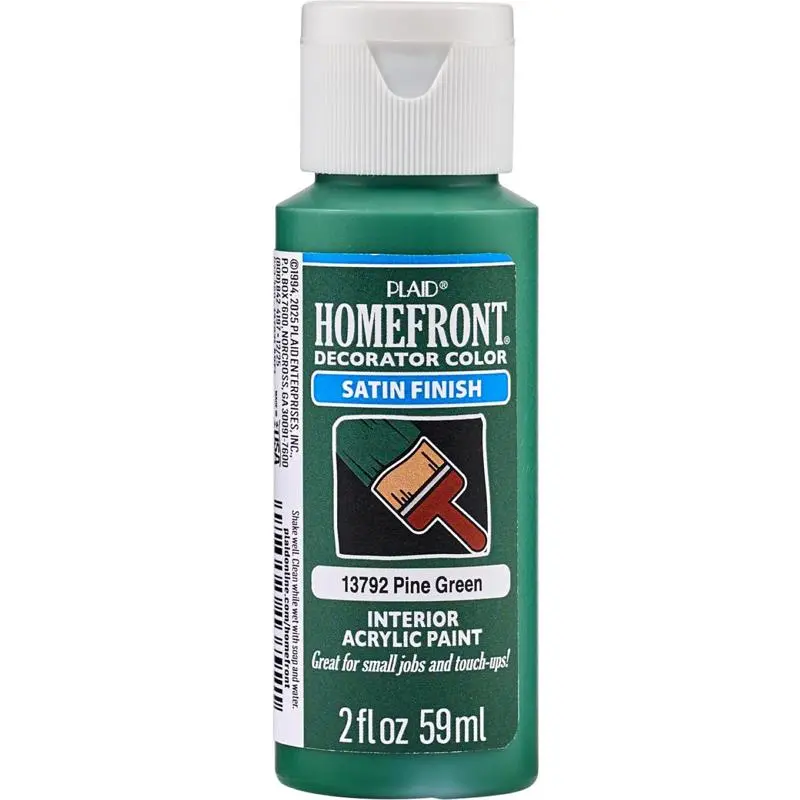 Homefront Satin Pine Green Craft Paint Exterior and Interior 2 oz (Pack of 3)