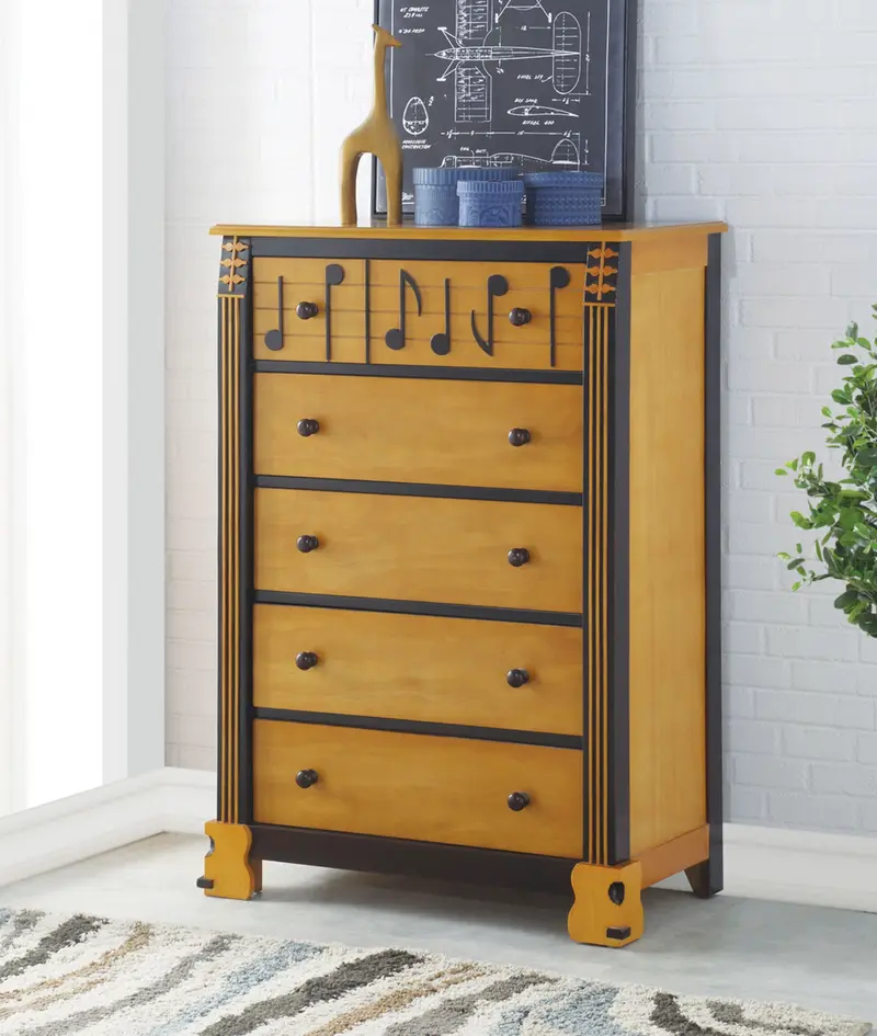 Honey Oak Espresso Wood Chest By Homeroots