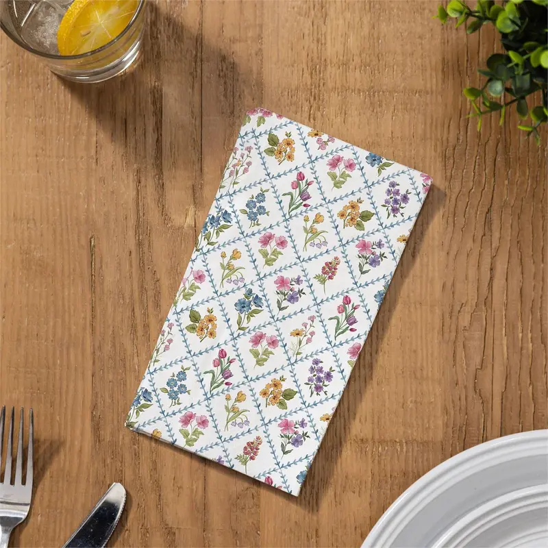 Hop Into Spring Paper Guest Towel Napkin, Floral, 15 Count