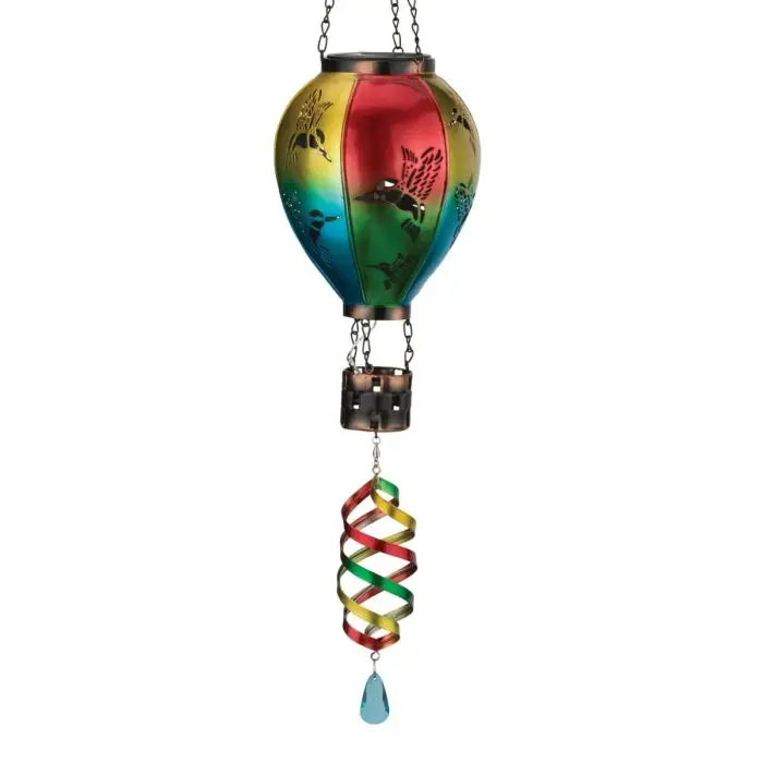 Hot Air Balloon Spinner Solar Lantern - Hummingbird
