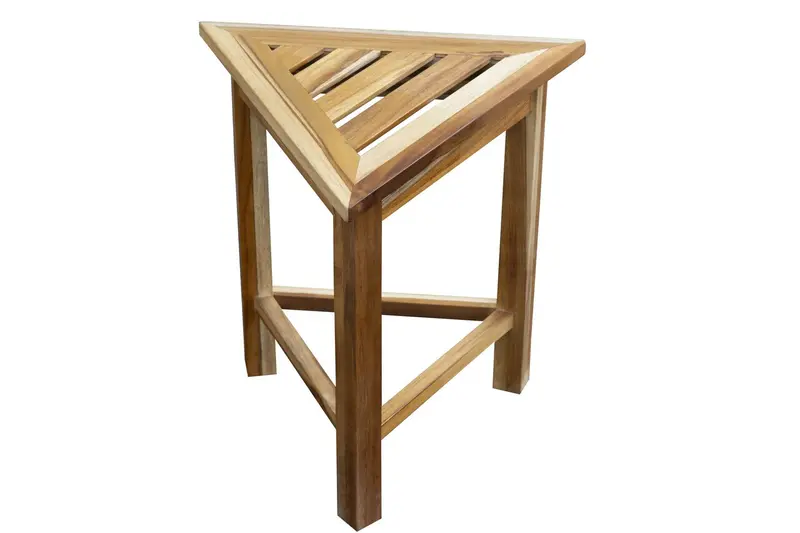 Hotel Natural Teak 18" Triangle Corner Shower Bench Or Shelf By Homeroots