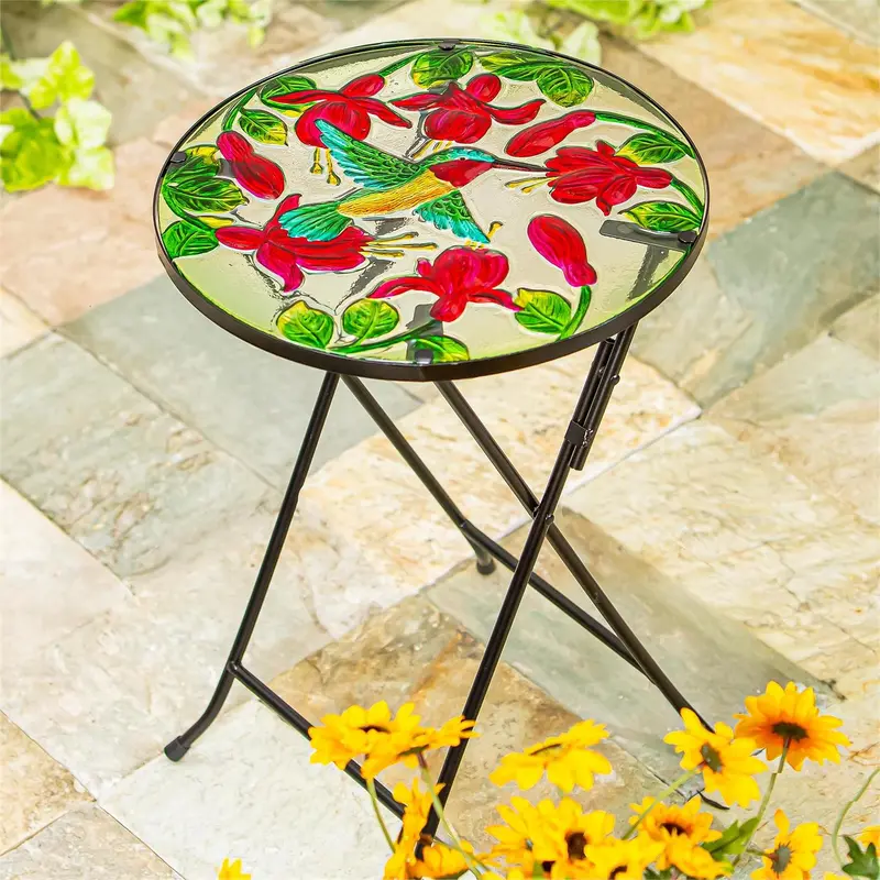 Hummingbird Glass Sidetable