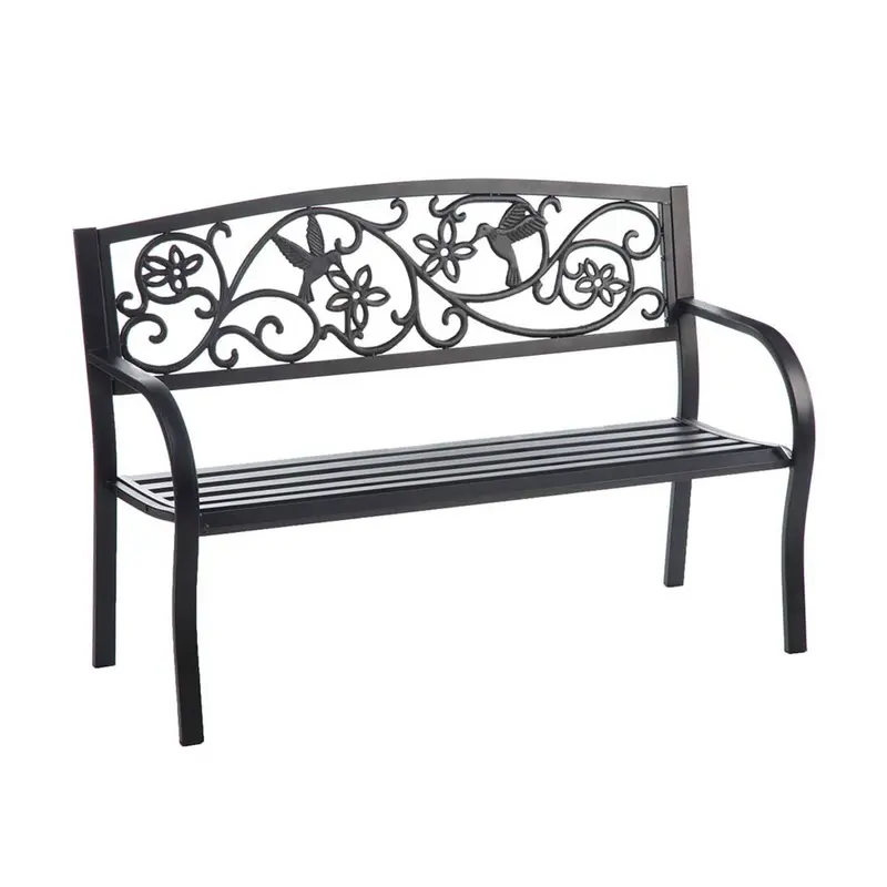 Hummingbird Metal Garden Bench - Black,8mb126