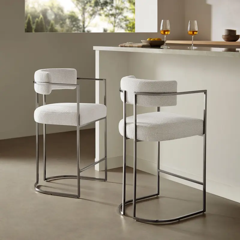Huron Curved Back Fabric and Metal Counter Stool by Modway