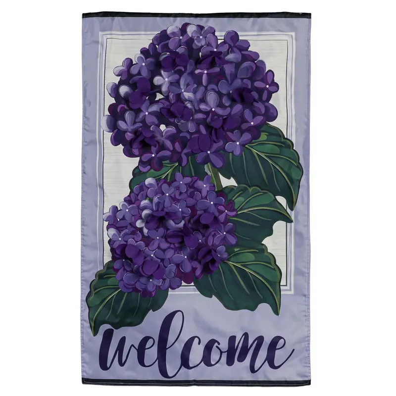 Hydrangea Welcome House Applique Flag