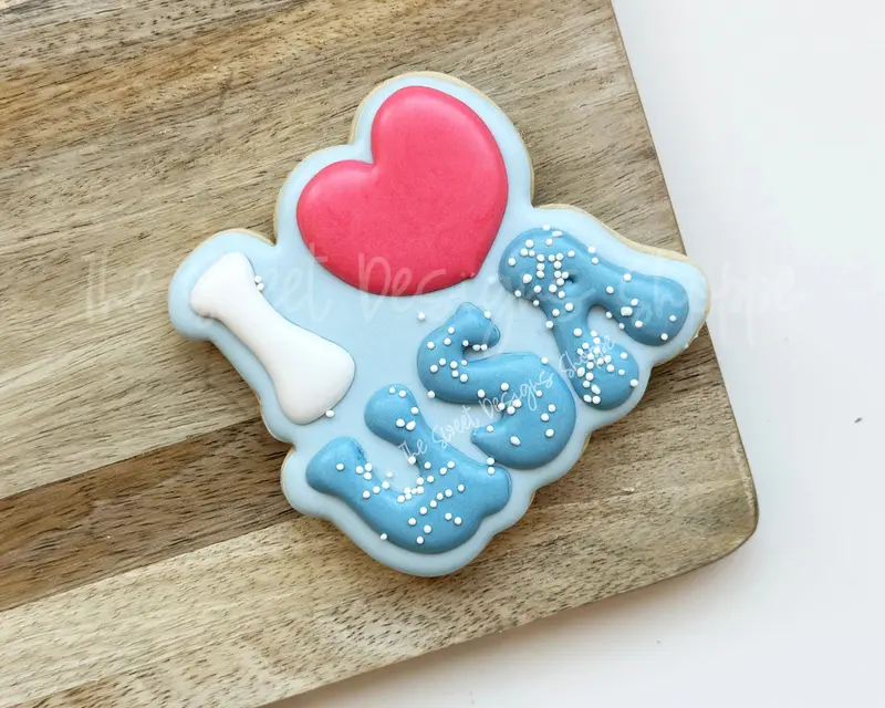 I Love USA Retro Plaque - Cookie Cutter