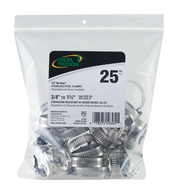 Ideal Tridon Hy Gear 3/4 in to 1-3/4 in. SAE 20 Silver Hose Clamp Stainless Steel Band - Deal of The Week