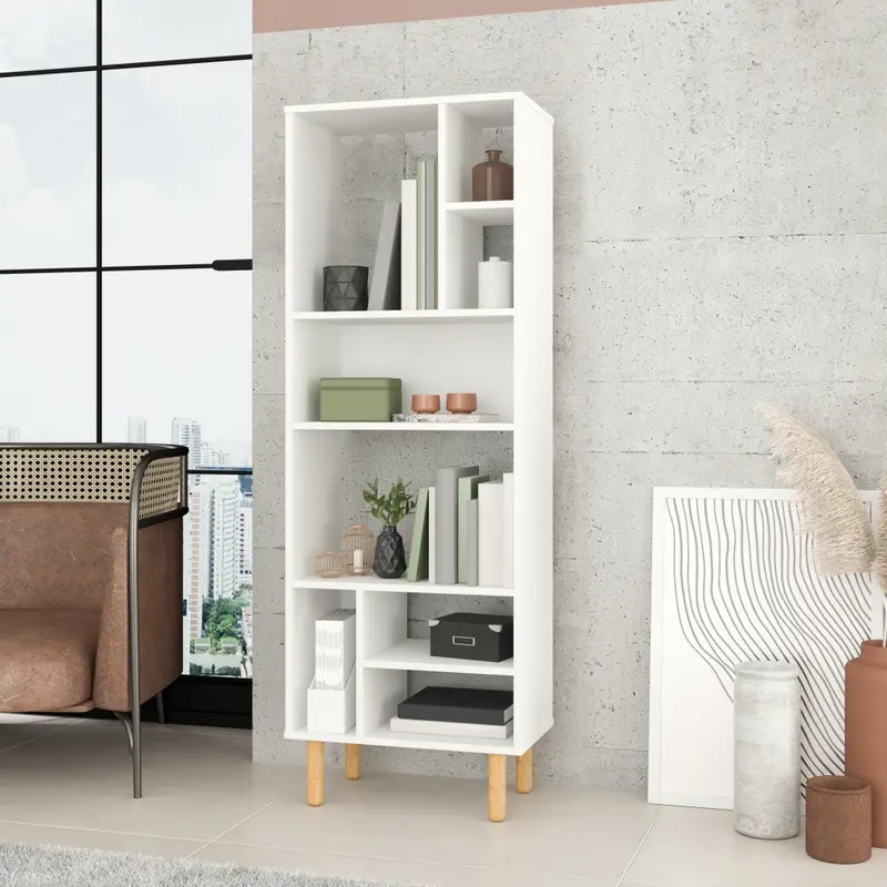 Iko 60" White Modern Abstract Open Shelving Unit By Homeroots