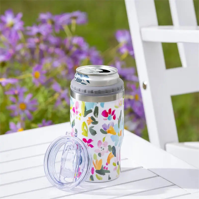 In Bloom Stainless Steel Quatre Chiller with Silicone Cap and Tumbler Slide Lid, Gift Box