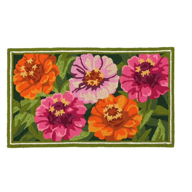 Indoor/Outdoor Hooked Rug, Zinnia 42"x24",3dm083