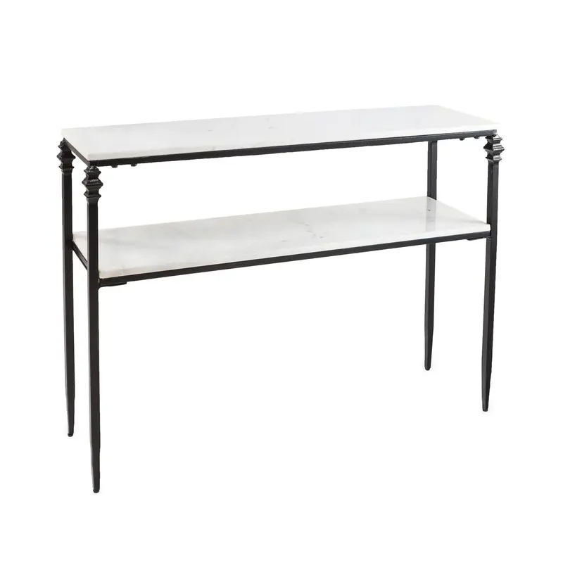 Indoor/Outdoor Nottoway White Marble Console Table,59j37