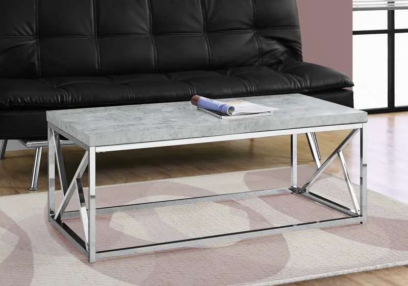 Industrial Chic Gray Faux Cement and Chrome Coffee Table By Homeroots
