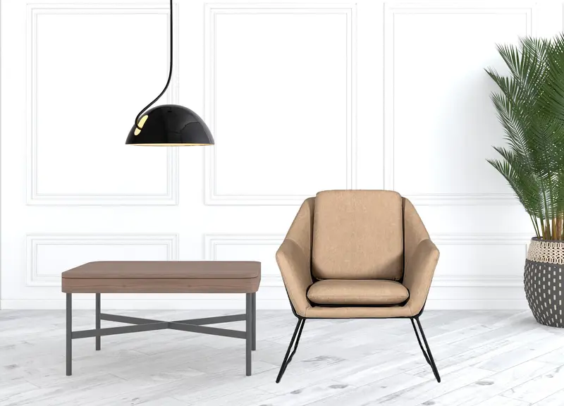 Industrial Taupe Faux Leather And Black Accent Chair By Homeroots
