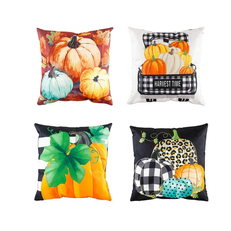 Interchangeable Pillow Cover Set of 4, Pumpkins