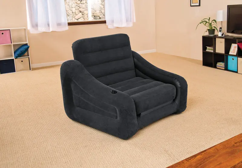 Intex Gray Twin Folding Air Chair/Bed 42 H x 26 W x 87 D in. - Open Box