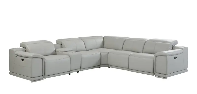 Italian Leather Power Reclining L Shaped Six Piece Corner Sectional With Console By Homeroots