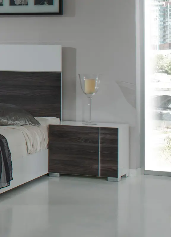 Italian Modern White & Grey Right Nightstand By Homeroots