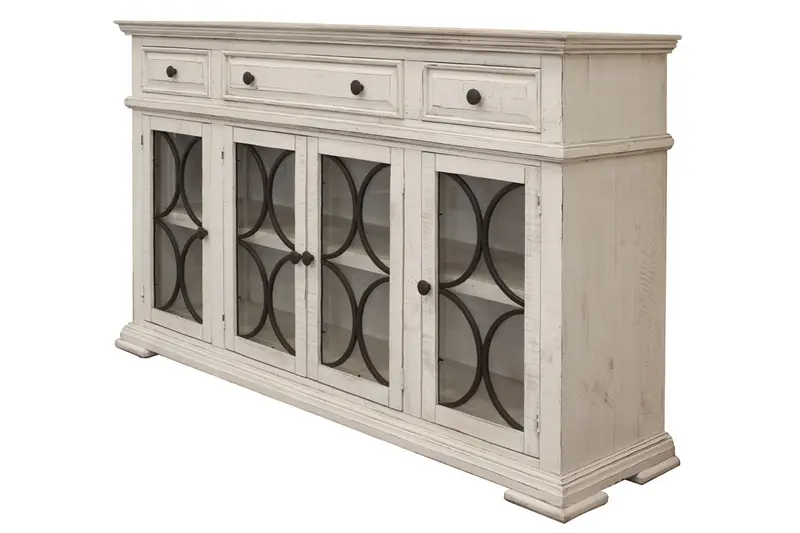 Ivory Solid and Manufactured Wood Distressed Credenza By Homeroots