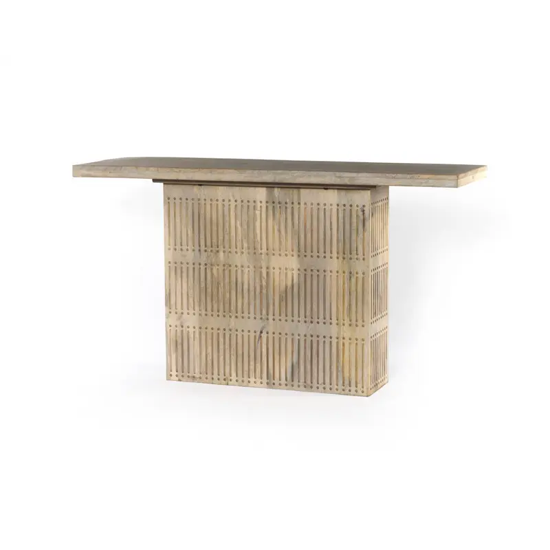 Ivory Solid Wood Distressed Pedestal Console Table By Homeroots