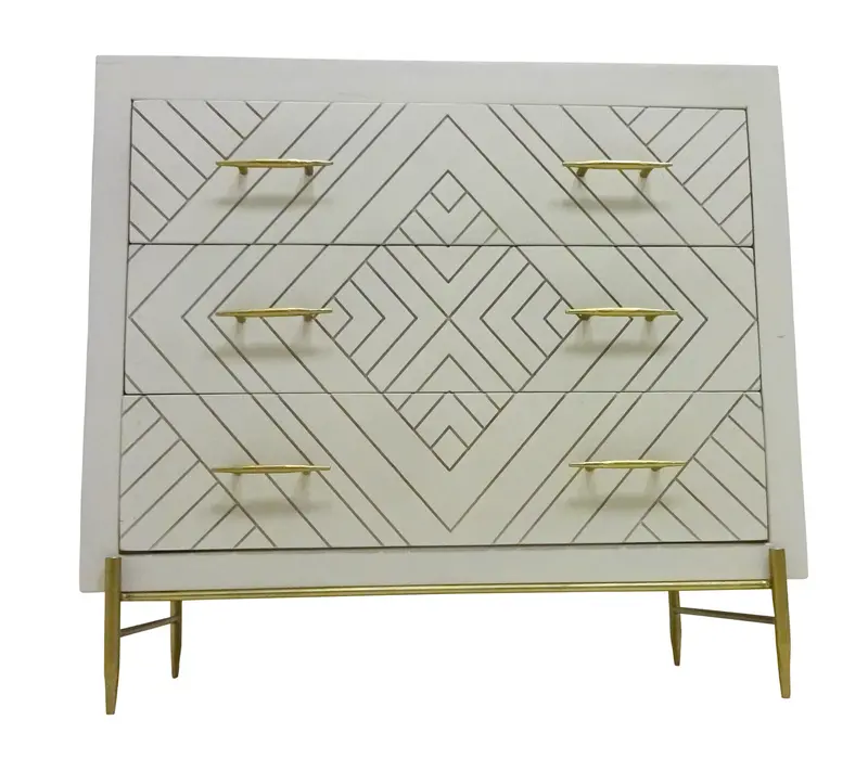 Ivory Solid Wood Three Drawer Dresser By Homeroots