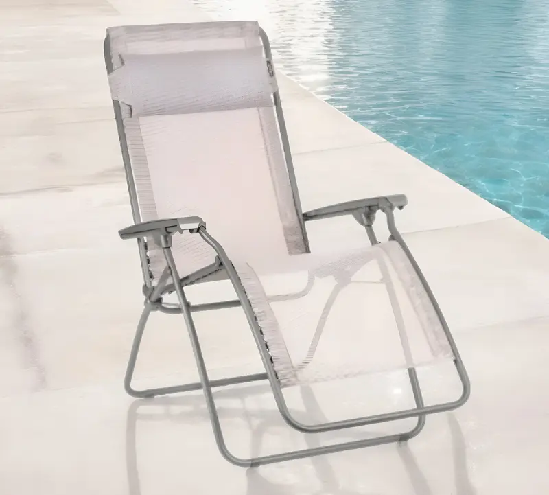 Ivory Steel Outdoor Zero Gravity Chair with Ivory Cushion By Homeroots