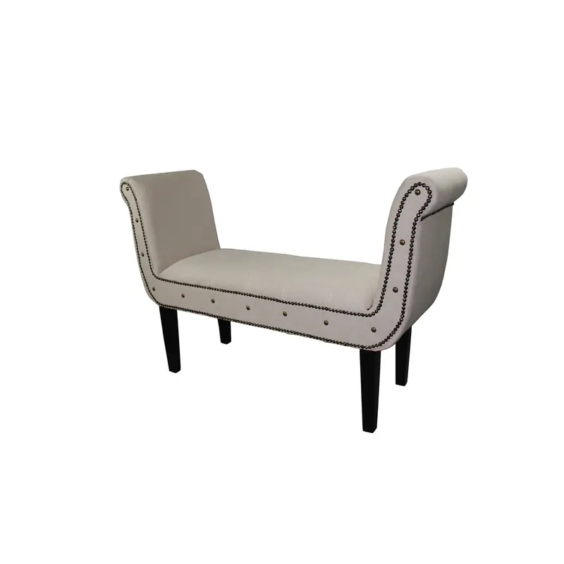 Ivory Suede U Shaped Arm Roll Bench By Homeroots