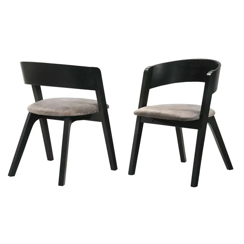 Jackie Mid-Century Upholstered Dining Chairs in Black finish - Set of 2 By Armen Living