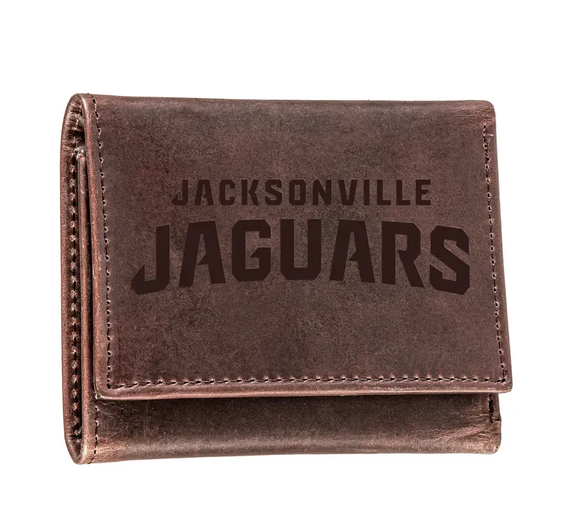 Jacksonville Jaguars, Tri-Fold Wallet, Brown, CH, 100% Genuine Leather