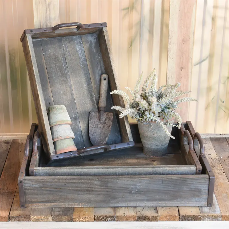 Jennings Wood Trays, Set of 3 By HomArt