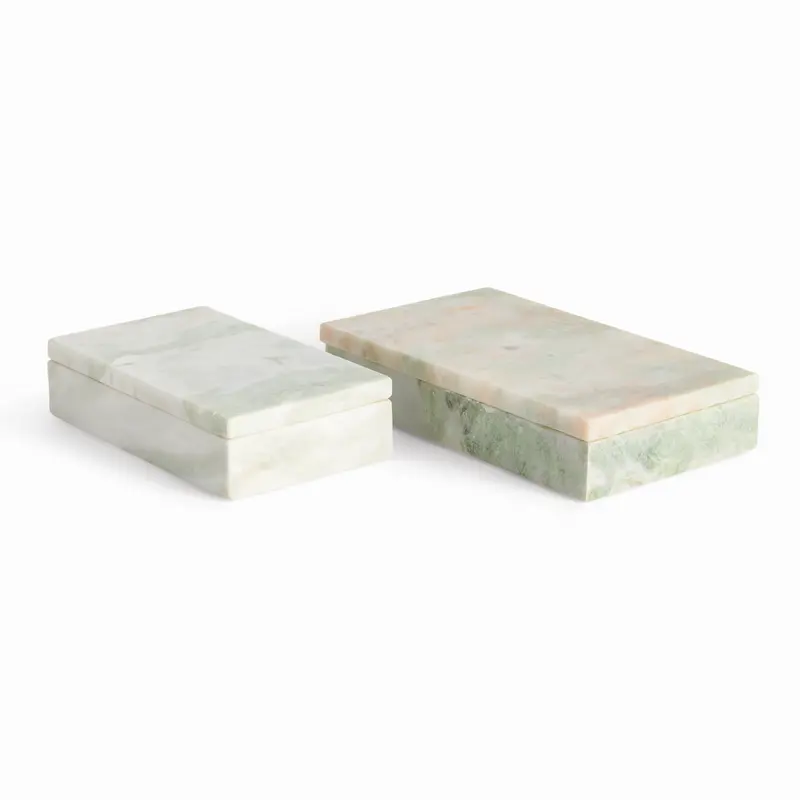 Johanna Marble Lidded Boxes, Set Of 2