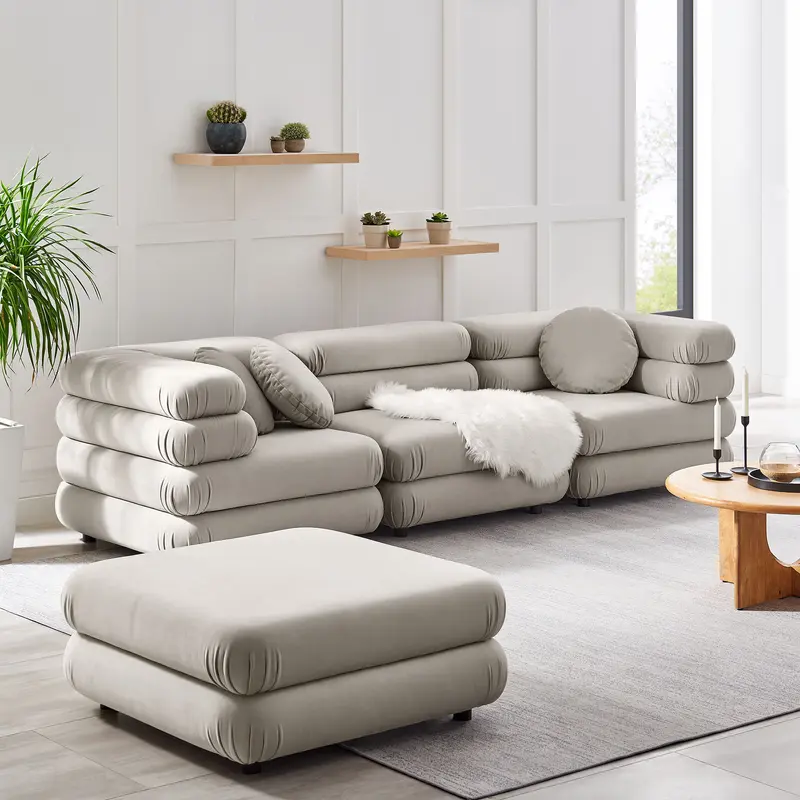 Jubilee 4-Piece Modular Performance Velvet Sectional Sofa by Modway