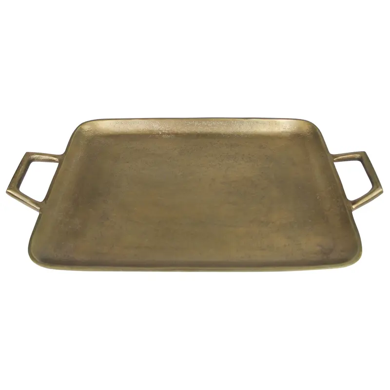 Jumbo Gold Metal Square Tray By Homeroots