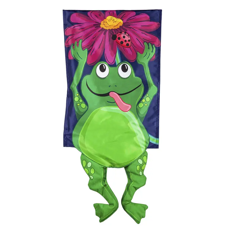 Jumping Frog Kickin Garden Flag