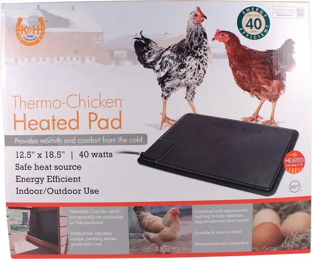 K&H Thermo-Chicken Heated Pad 12.5 in. × 18.5 in Black – Safe Outdoor Coop Warmer for Poultry Comfort