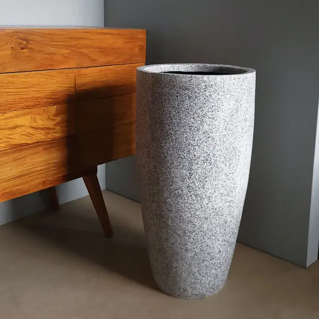 Kawa Flared Planter, Granite White By Gold Leaf Design Group
