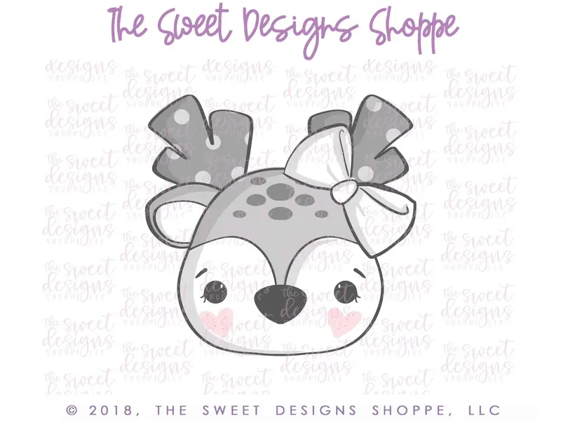 Kawaii Girly Reindeer Face - Cookie Cutter