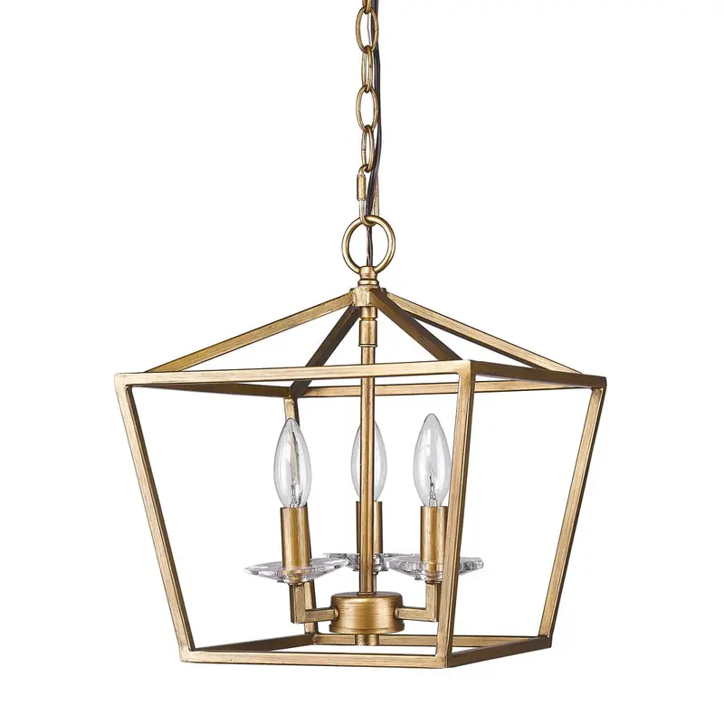 Kennedy 3-Light Antique Gold Pendant With Crystal Bobeches By Homeroots