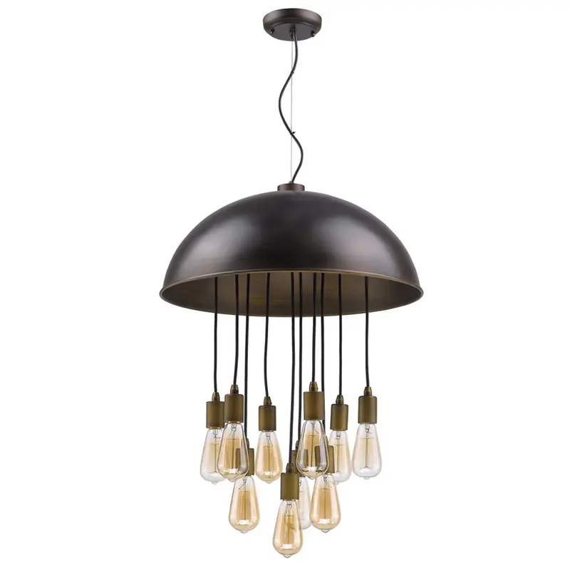 Keough 10-Light Oil-Rubbed Bronze Bowl Pendant With Raw Brass Sockets By Homeroots