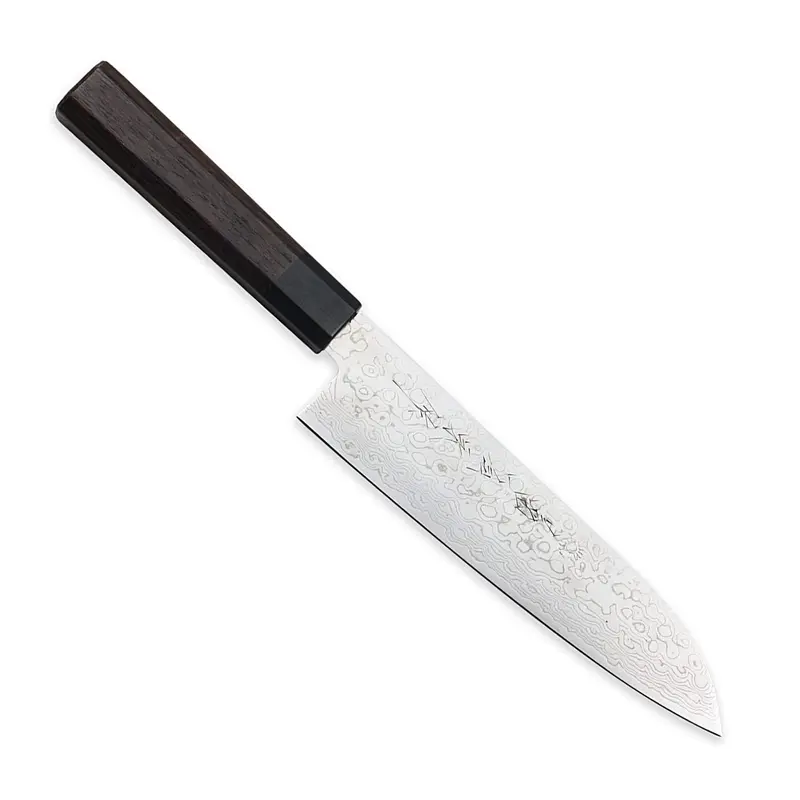 Kikuichi Cutlery Nickel Warikomi Damascus 7" Santoku Knife