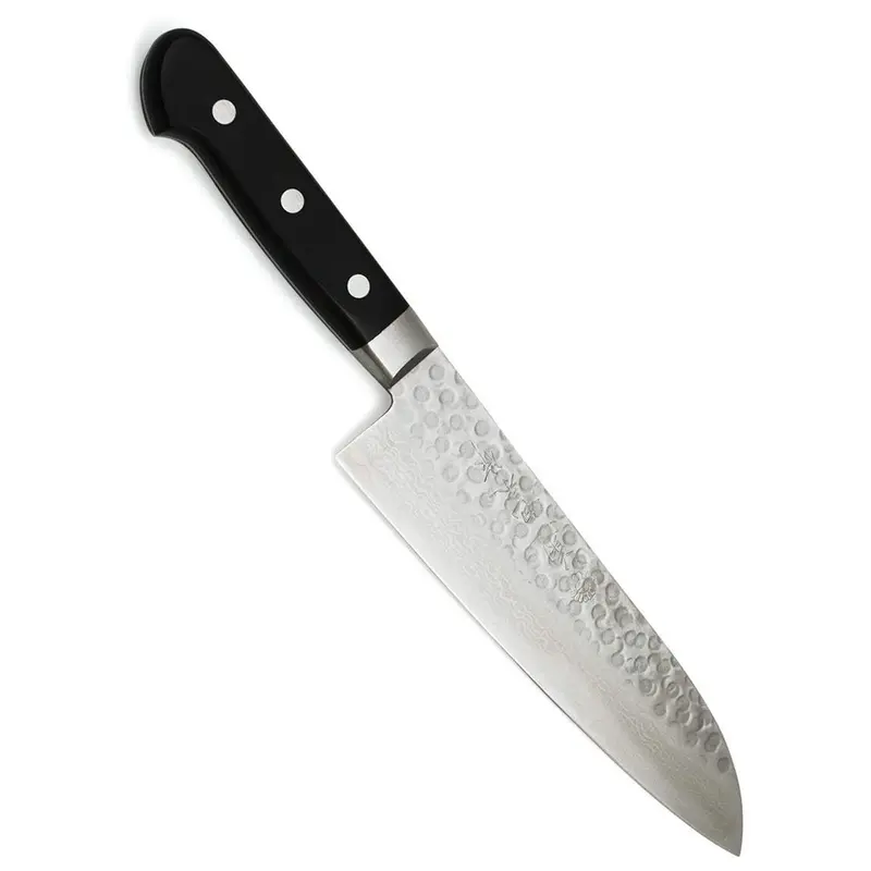 Kikuichi Cutlery Warikomi Elite Damascus Tsuchime 7" Santoku Knife