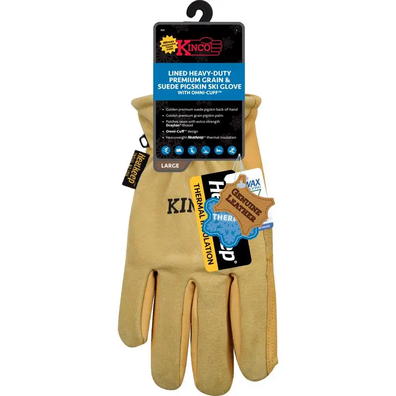 Kinco M Pigskin Leather Black/Gold Ski Gloves - Open Box