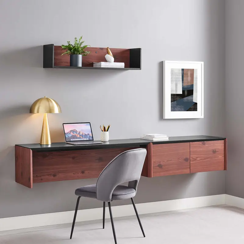 Kinetic 49" Wall-Mount Office Desk With Cabinet and Shelf By Modway - EEI-6312