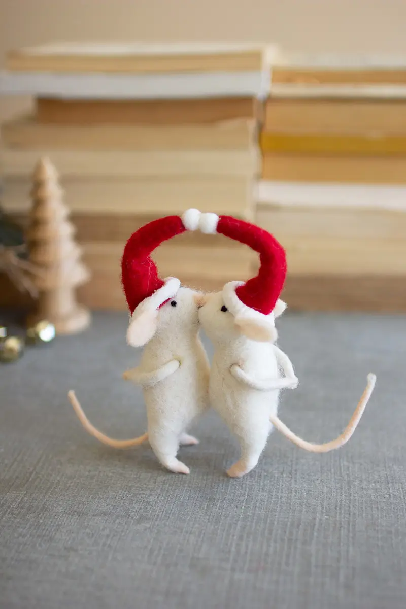 Kissing Felt Christmas Mice (Min 2) By Kalalou