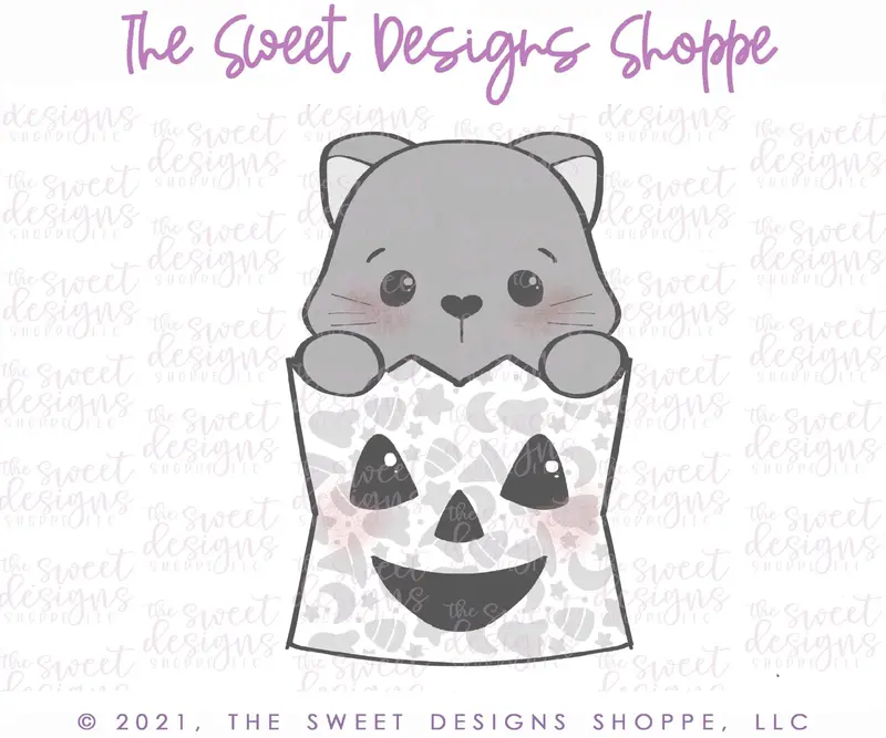 Kitty in Trick or Treat Bag - Cookie Cutter