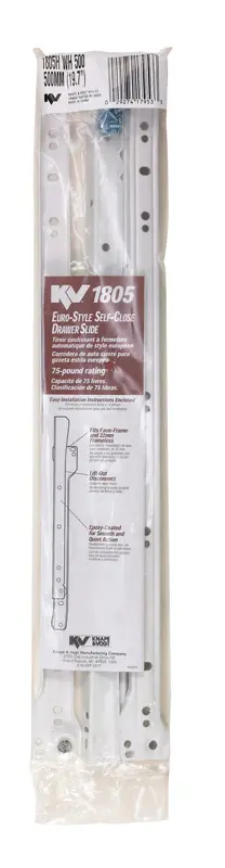 Knape & Vogt 20 in. L Steel Self Close Drawer Slide 2 pk - Open Box