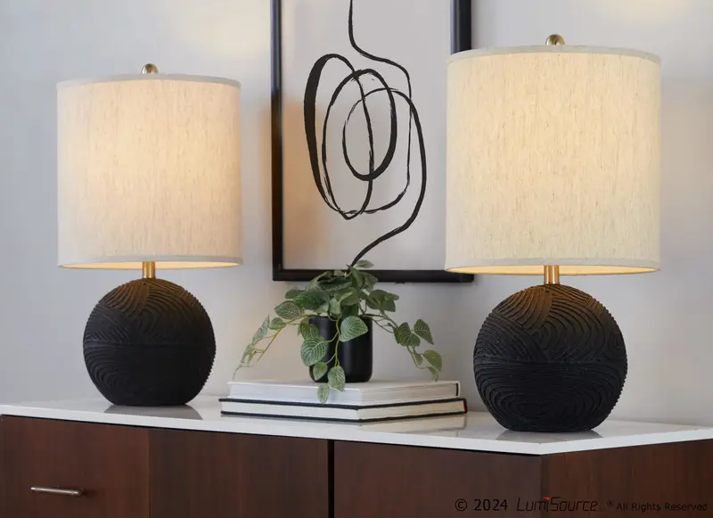 Kona 23" Polyresin Table Lamp - Set of 2 By LumiSource - GPT22-KONA BKNA2