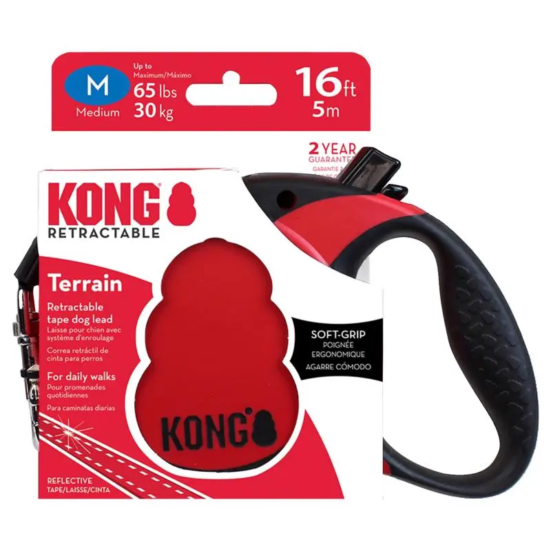 Kong Red Plastic Dog Retractable Leash Medium - Open Box