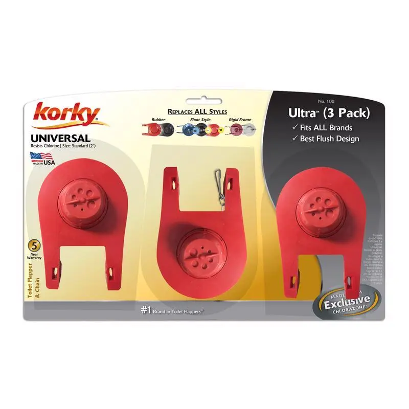 Korky Flapper and Chain Red Rubber For Universal - Open Box