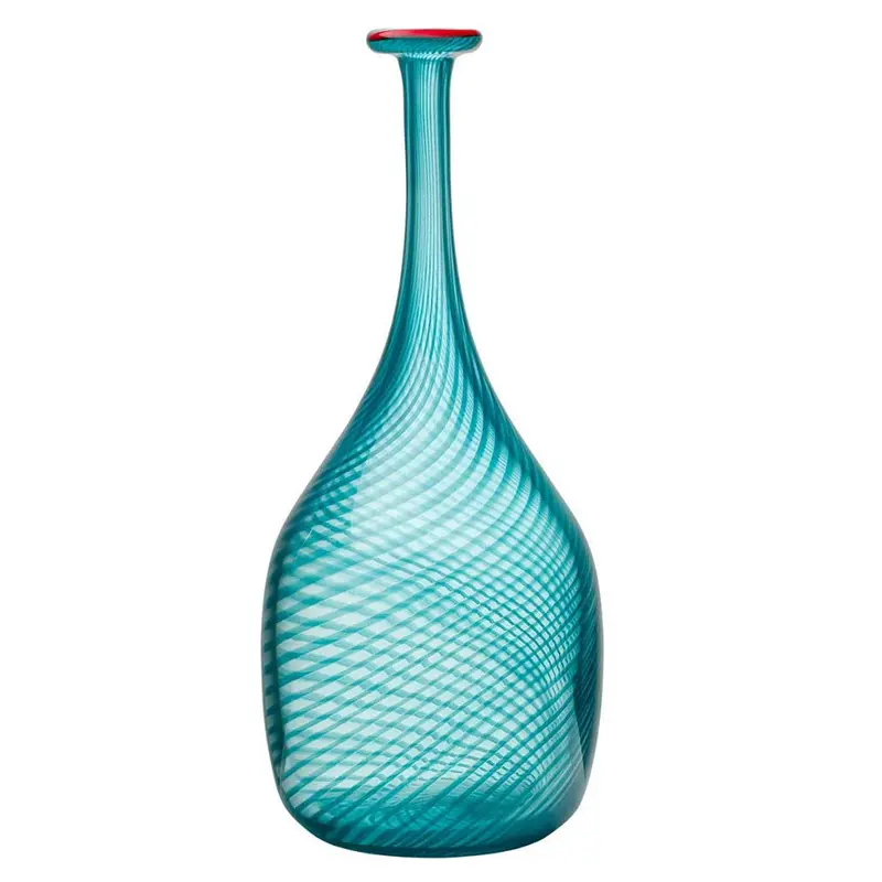 KOSTA BODA RED RIM GREEN BOTTLE