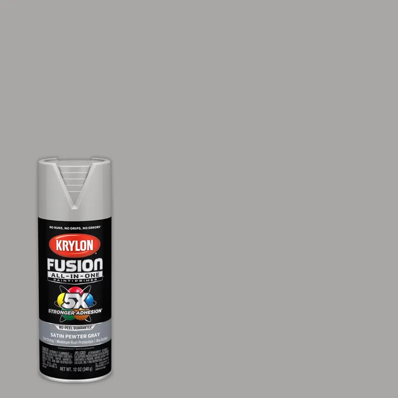 Krylon Fusion All-In-One Satin Pewter Gray Paint + Primer Spray Paint 12 oz (Pack of 6) - Open Box